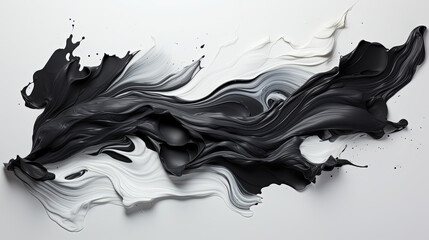Knolling Strokes of Black Color Liquid Paint On The White Background