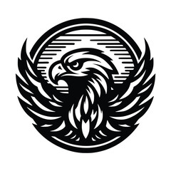 eagle head face logo vector illustration minimalist design template. also can use for t- shirt, emblem, tattoo and more