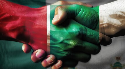 Handshake Between Italy and Mexico Flags Painted Illustration