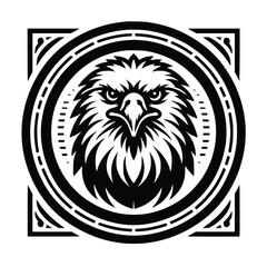 eagle head face logo vector illustration minimalist design template. also can use for t- shirt, emblem, tattoo and more