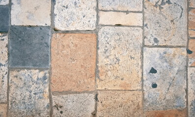 Variety Of Stone Tiles, Close-Up View Of Aged And Textured Surface In Pastel Tones