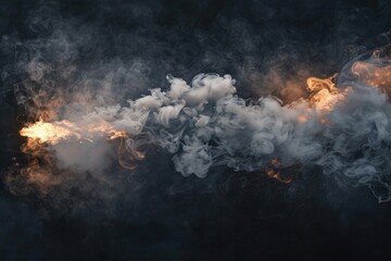 Smoke billowing on black background, suitable for design projects