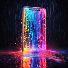 Digital Rain on Mobile Screens