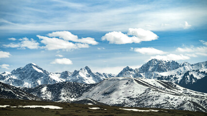 the spring foothills of the snowy mountains