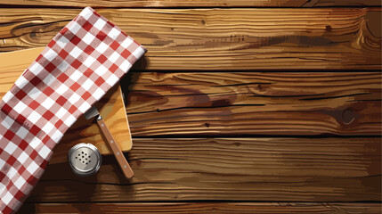 Board and napkin on wooden background closeup Vector