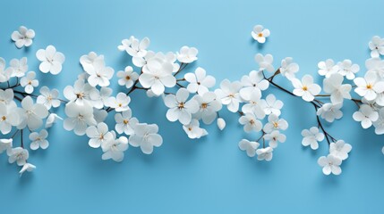 Small white flowers on a blue background