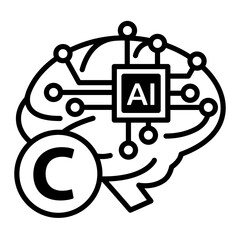 Copyright and AI icon.