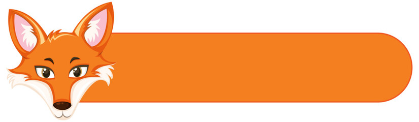 Orange fox vector with blank banner space.