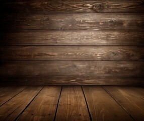 Rustic Wooden Planks Background with Textured Brown Wood