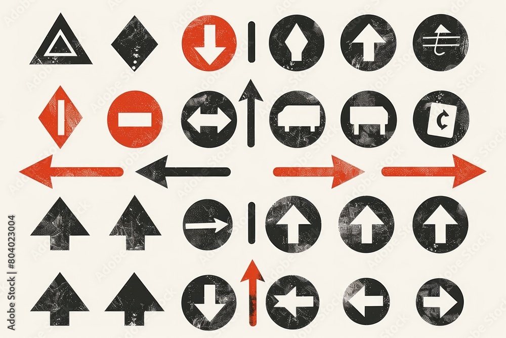 Poster an assortment of arrows pointing in different ways. suitable for business concepts