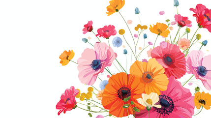 Bouquet of beautiful flowers on white background Vector