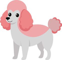 a cartoon poodle dog with a pink hat illustration