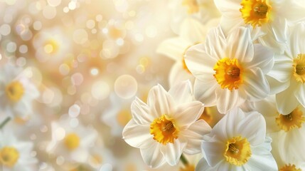 A bunch of white flowers with yellow centers. Suitable for various floral-themed designs - Powered by Adobe