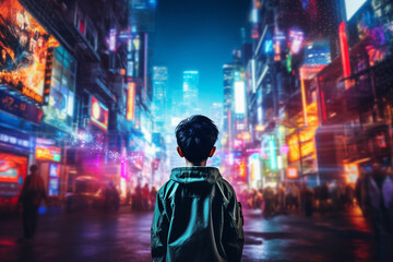 Portrait of a sci-fi cyberpunk person futuristic man from the future cyberpunk Generative AI