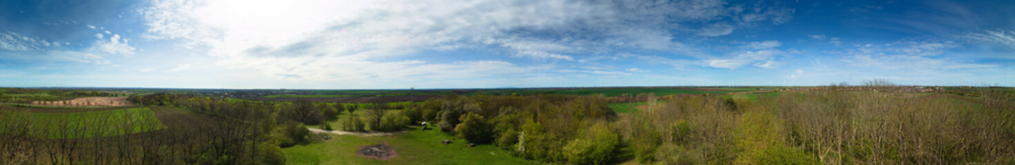 Obraz premium 360 degree panorama seen from the Grosser Wartberg, a hill near Magdeburg in Saxony-Anhalt, Germany