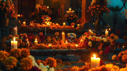 Obraz premium Celebrating the Day of the Dead: Honoring the Departed with Traditional Festivities