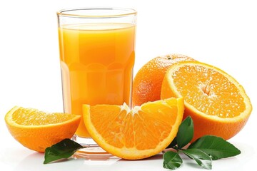 Images of softly isolated fresh orange juice on a white backdrop. Generative Ai