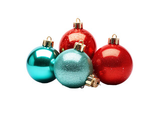 a group of shiny christmas ornaments