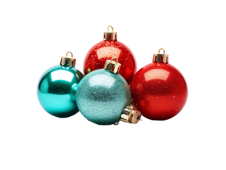a group of shiny christmas ornaments