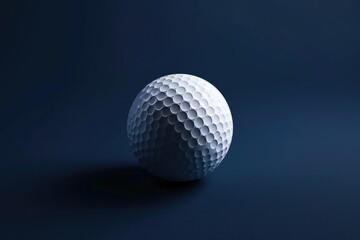 A detailed view of a golf ball on a blue background. Perfect for sports or leisure concepts
