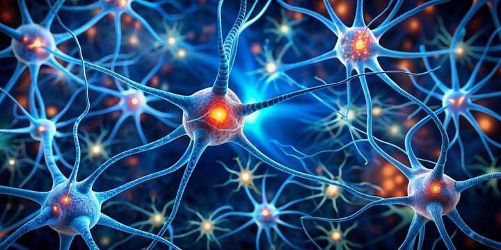 Close-up view of neural connections in the brain showcasing intricate patterns of neurons interacting through synapses. This detailed image highlights the complexity and beauty of neuronal networks