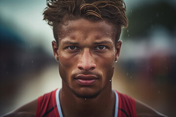 Fototapeta premium Generative AI portrait of ambitious professional athlete champion