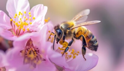 Pink blooms lure bees.