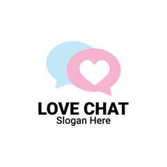 Love Chat Dating App Logo Design, Talk Love Vector, Chat Heart Icon With Speech Bubbles Illustration. Perfect for Online Dating Love and Communication Apps  Wedding, Marriage Bauru Platforms.