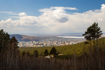City of Chita, Zabaykalsky Krai, Russia. View from the mountain of a large Siberian city. In the...