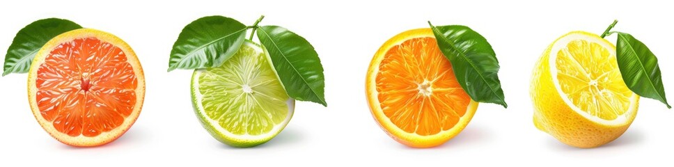 set variation of lime fruit on white background