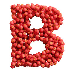 Alphabet made of red apples, letter b