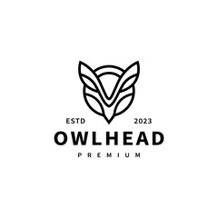 Owl head logo design with modern line art vector illustration 2