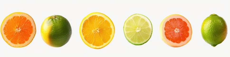 set variation of lime fruit on white background