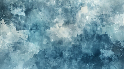 Hand-drawn acrylic background, illustrating a seamless blend of cool blues and muted grays on canvas.