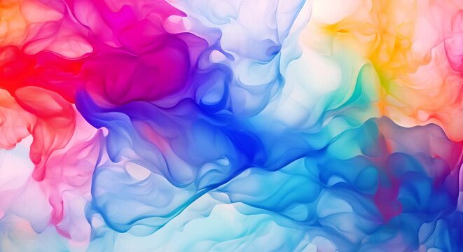 Abstract stained paper effect with watercolor blends in vivid, translucent hues