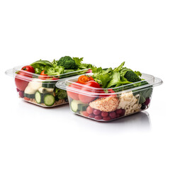Healthy fresh green vegetable and food plastic container