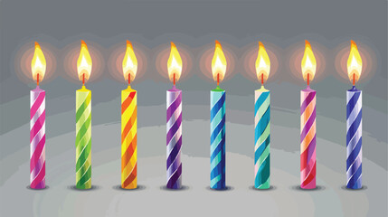 Colorful birthday candles on grey background Vector style