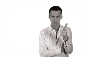 Young attractive man with a headache. Problems and depression.