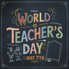 Chalkboard With Words World Teachers Day - obrazy, fototapety, plakaty