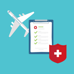 Obraz premium Airplane travel health insurance 