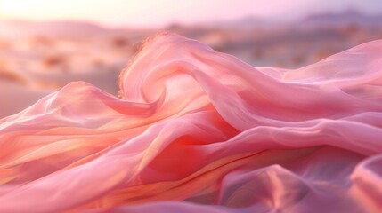 Obraz premium A pink fabric with a wave pattern is shown in a light pink color