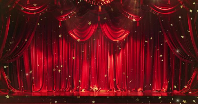 Luxurious red curtain, stage background illustration