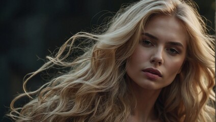 Fototapeta premium Sensual blond young woman with magnificent 