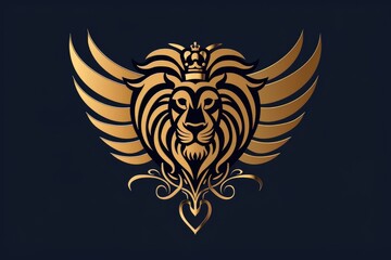 Majestic golden lion wearing a crown, symbol of power and royalty. Perfect for animal or fantasy themed designs