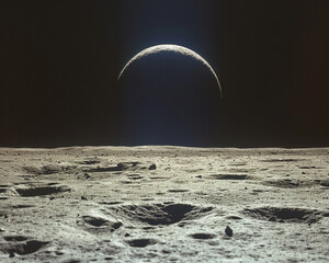 Capture the contrast between the dark shadow of Earth crossing the pale light of the moon - obrazy, fototapety, plakaty