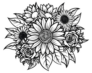 Pencil drawing flower of vector design