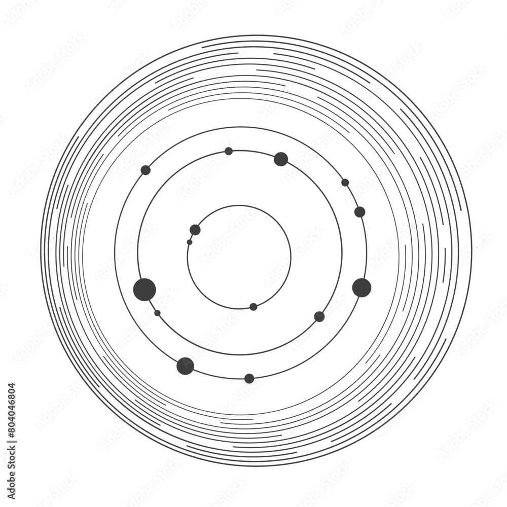 Wall mural abstract creative concept layout template. abstract solar system. circles and nodes. lines in circle