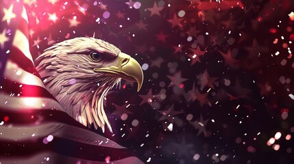Wavy American Flag with an Eagle Symbolizing Strength