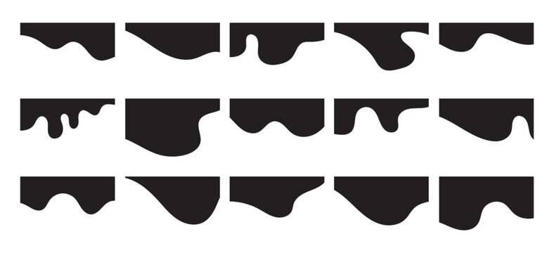 Web Page Bottom Section Or Website Top. Separator For Banner, App, Poster. Abstract Design Element Collection. Waves Form, Curve Line, Drops. Isolated Vector Illustration on white background in eps 10