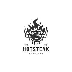 barbeque hot steak vintage logo design 2